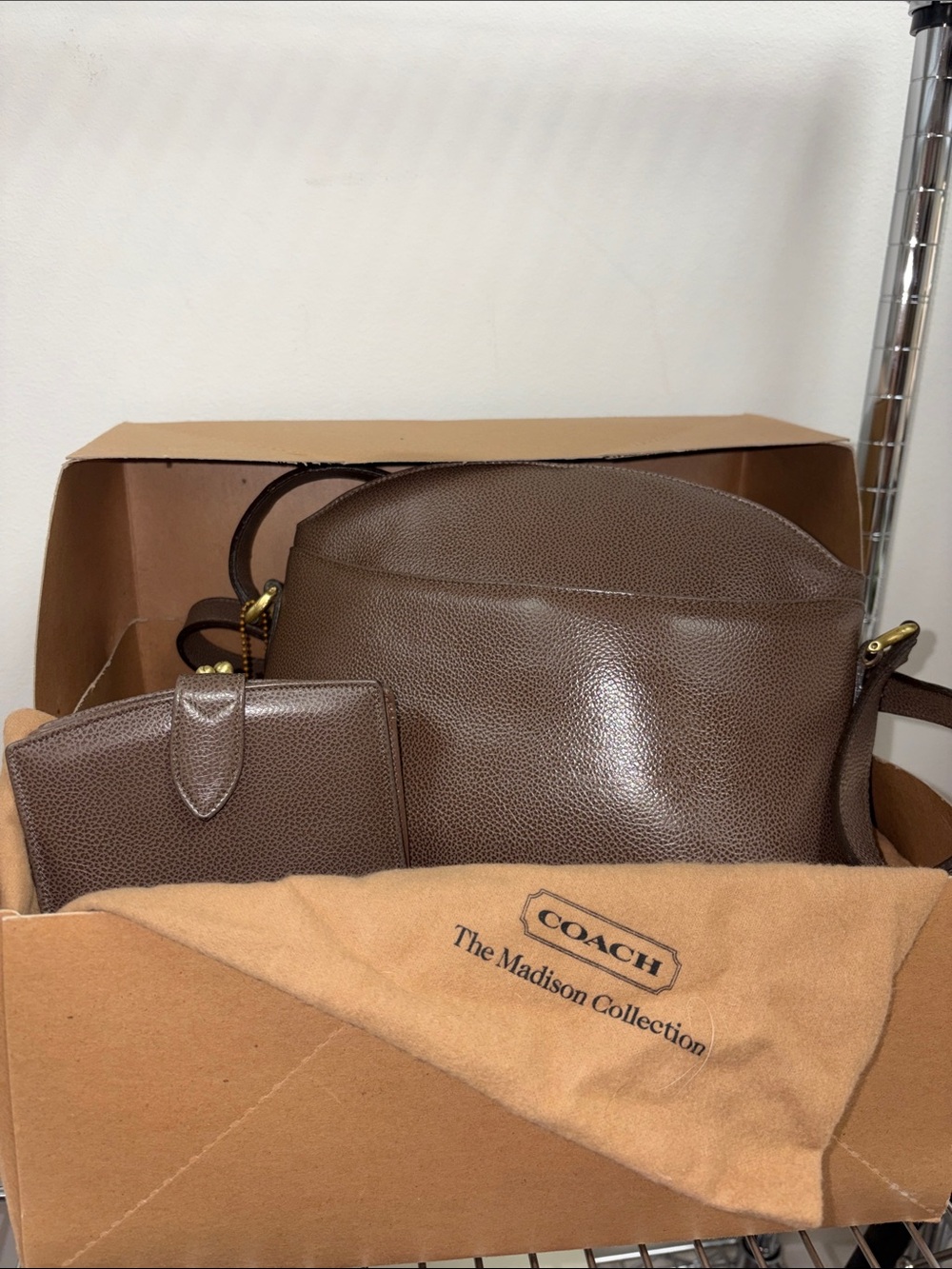 DEADSTOCK INCREDIBLY RARE COACH MADISON TAUPE CROSSBODY & WALLET SET IN BOX